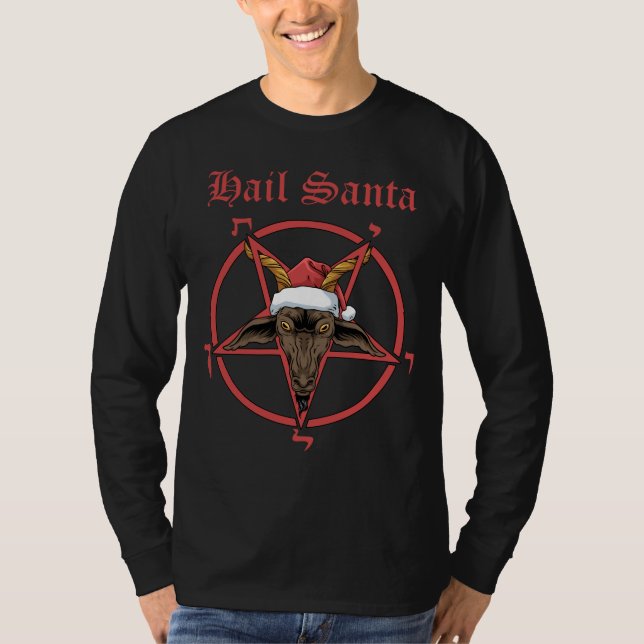 T-shirt Christmas Hail Père Noël Satanism Goat Satan Bapho (Devant)