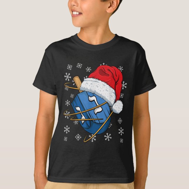 T-shirt Christmas Hanukkah Dreidel Jewish Designs Uni-kids (Devant)
