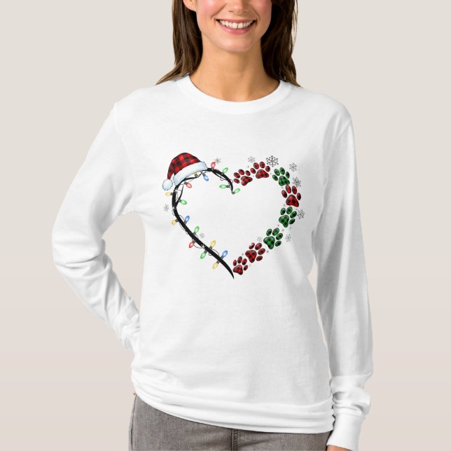 T-shirt Christmas Heart Paw | Cute Holiday Dog Lover (Devant)