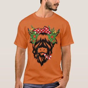 T-shirt Christmas Highland Cow Funny Farm Animal 