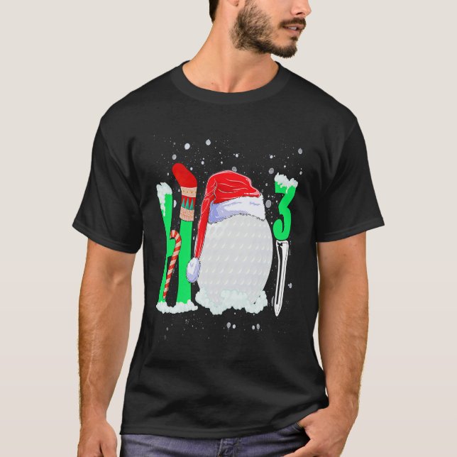 T-shirt Christmas Ho Ho X 3 Golf Holiday Santa Hat Xmas (Devant)