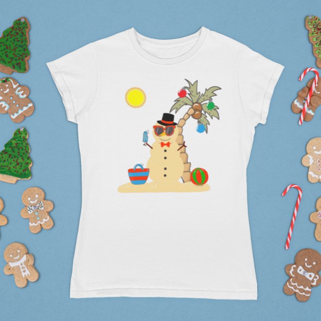 T-shirt Christmas Holiday Beach Tropical Snowman (Créateur téléchargé)