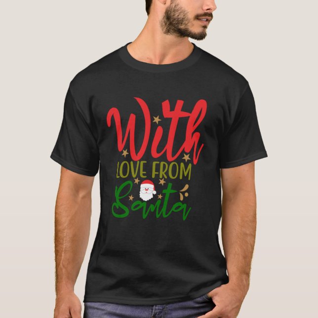 T-shirt Christmas I Love Santa Candy Cane Heart Men Women  (Devant)