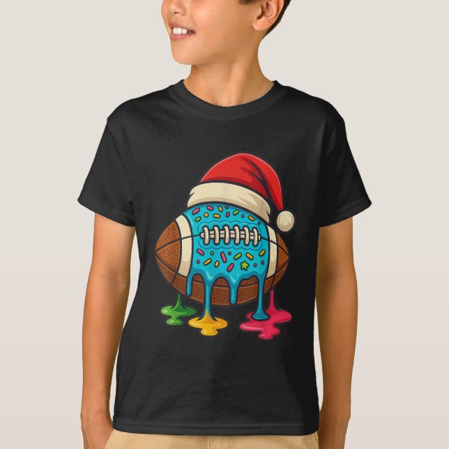 T-shirt Christmas Ice Cream Drip Boys Football Player Amer (Devant)