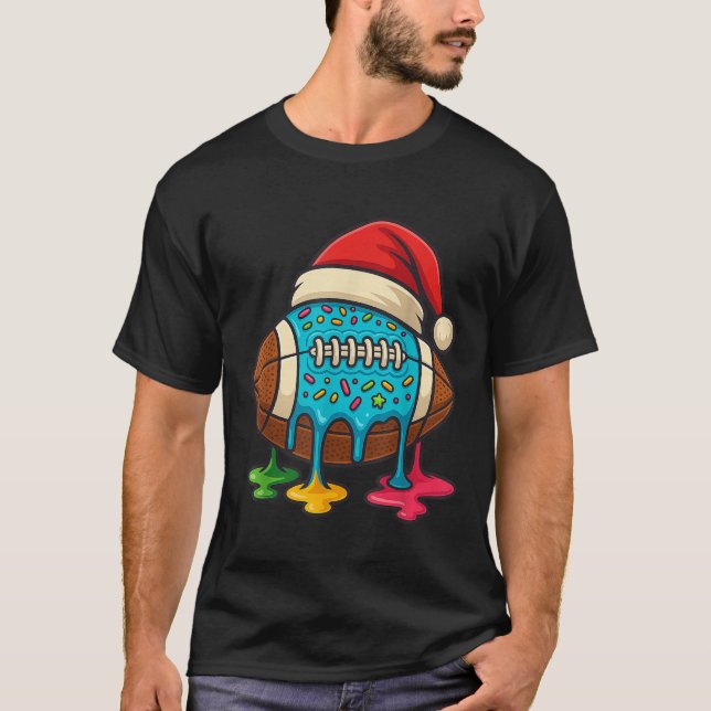 T-shirt Christmas Ice Cream Drip Boys Football Player Amer (Devant)
