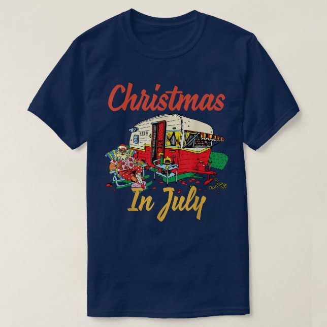 T-shirt Christmas In July Camping Camper  (Design devant)