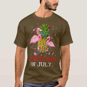T-shirt Christmas in July Funny Flamingo Pineapple Summer