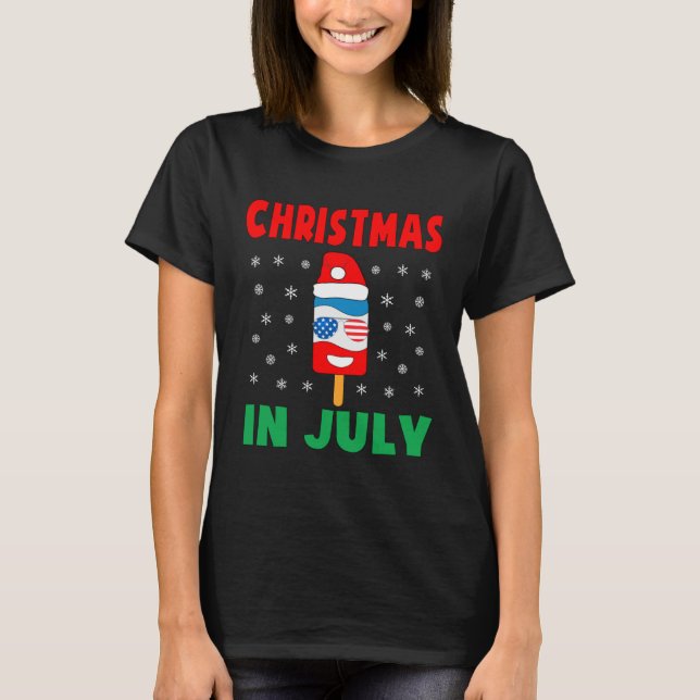 T-shirt Christmas In July Ice Pop Santa Hat Party Kids Tod (Devant)