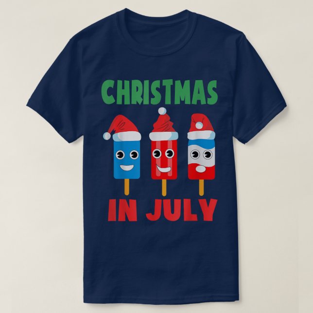 T-shirt Christmas In July Ice Pops À Santa Hat Kids Toddl (Design devant)