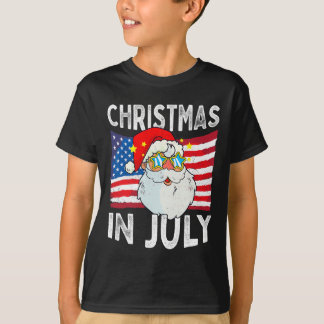 T-shirt Christmas In July Retro Hipster Funny Santa Men Wo