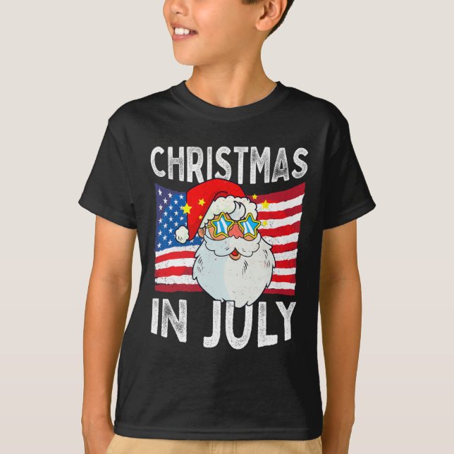 T-shirt Christmas In July Retro Hipster Funny Santa Men Wo (Devant)