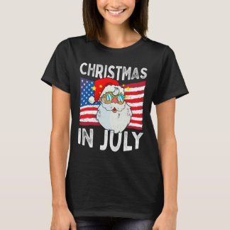 T-shirt Christmas In July Retro Hipster Funny Santa Men Wo