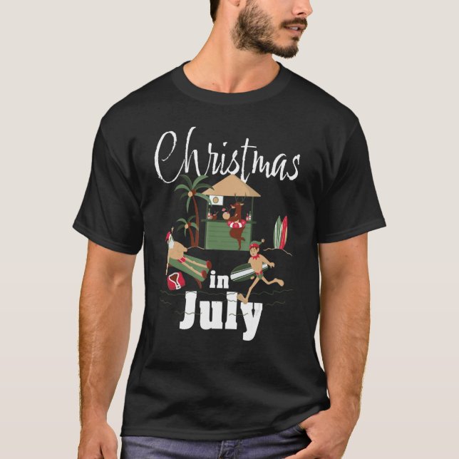 T-shirt Christmas In July Santa Claus Sunglasses Summer Ce (Devant)