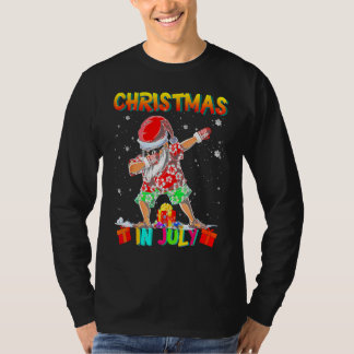T-shirt Christmas In July  Santa Dabbing Summer Santa Surf