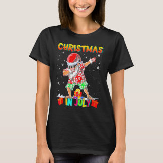 T-shirt Christmas In July  Santa Dabbing Summer Santa Surf