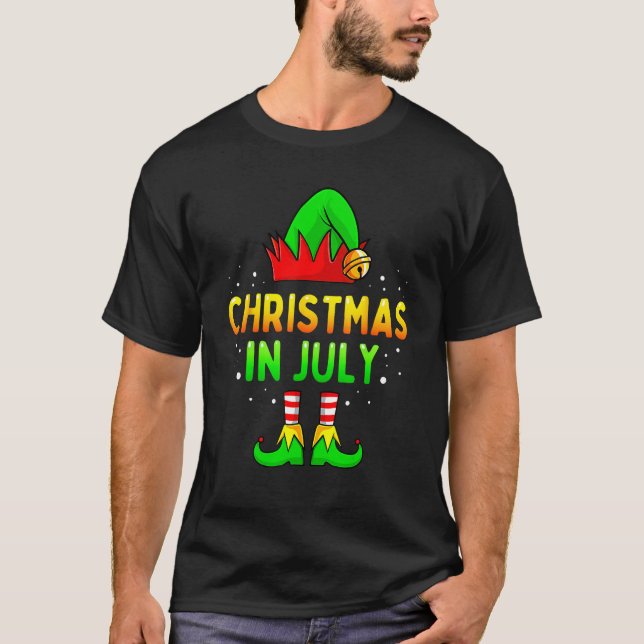 T-shirt Christmas In July Santa Elf  Xmas Men Women Kids (Devant)