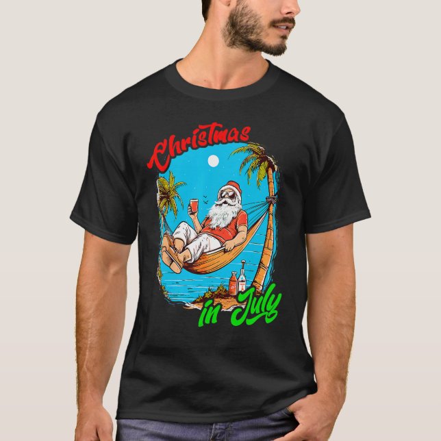 T-shirt Christmas In July   Santa Summer Beach Vacation 3 (Devant)