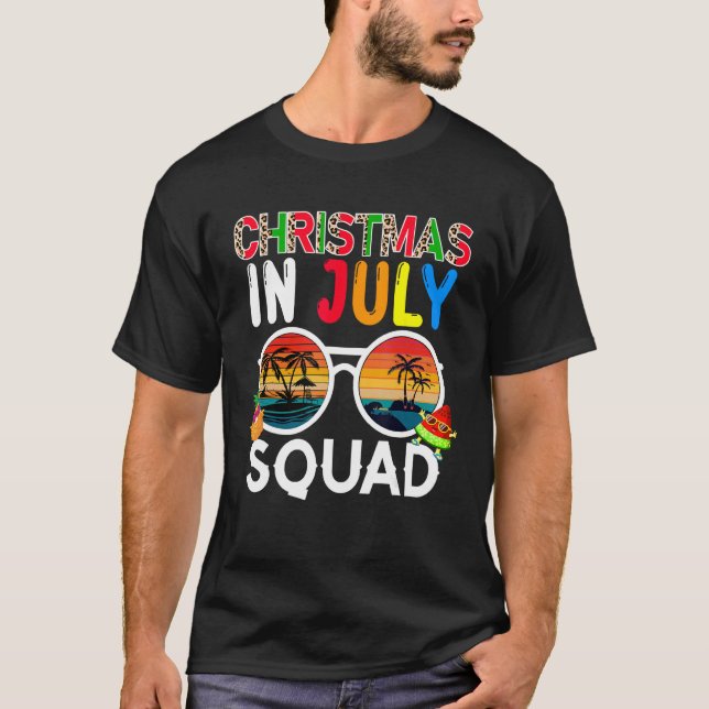 T-shirt Christmas In July Squad Costume Sunglasses Traveli (Devant)
