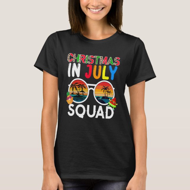 T-shirt Christmas In July Squad Costume Sunglasses Traveli (Devant)