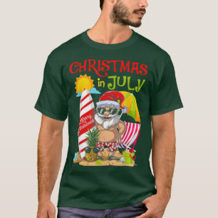 T-shirt Christmas In July Surfing Santa Summer Beach Vacat