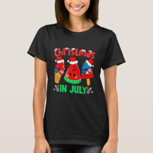 T-shirt Christmas in July Watermelon Ice Pops Xmas Santa H