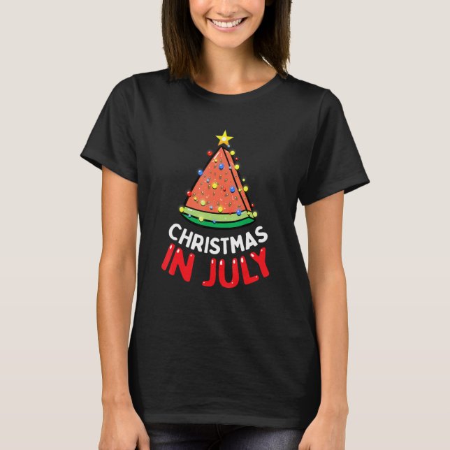 T-shirt Christmas in July Watermelon Xmas Tree Men Women K (Devant)