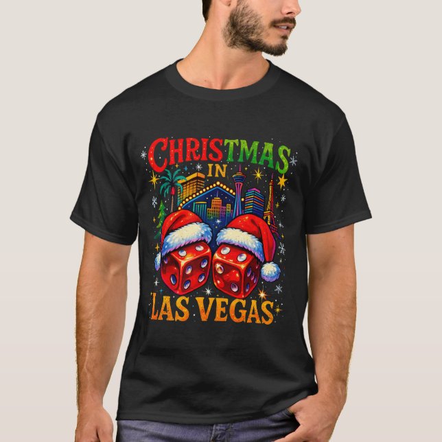 T-shirt Christmas In Las Vegas Funny Holiday Design Long S (Devant)