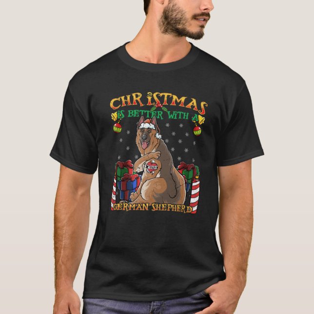 T-shirt Christmas Is Better With A German Shepherd Santa C (Devant)