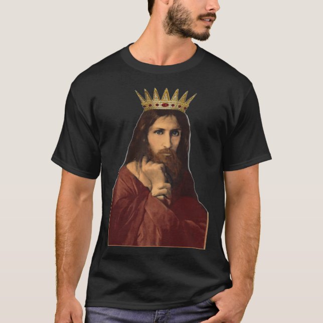 T-shirt Christmas Jesus Christ Crowned King Portrait Women (Devant)