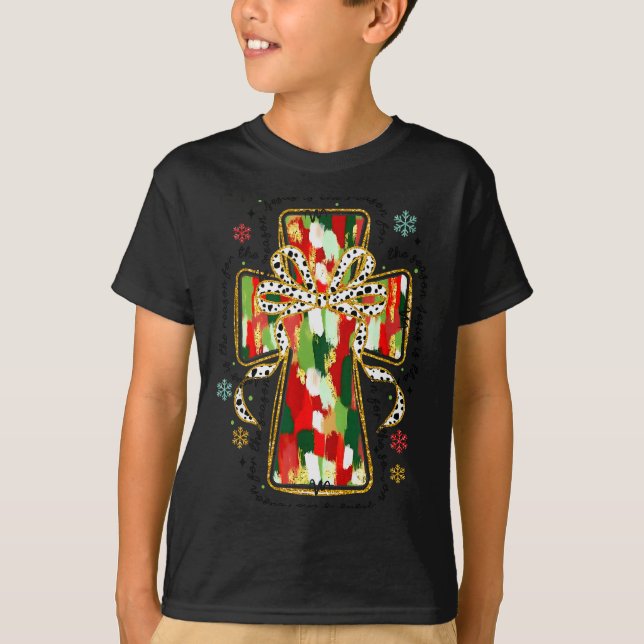 T-shirt Christmas Jesus Is The Reason Christian Cross Coqu (Devant)