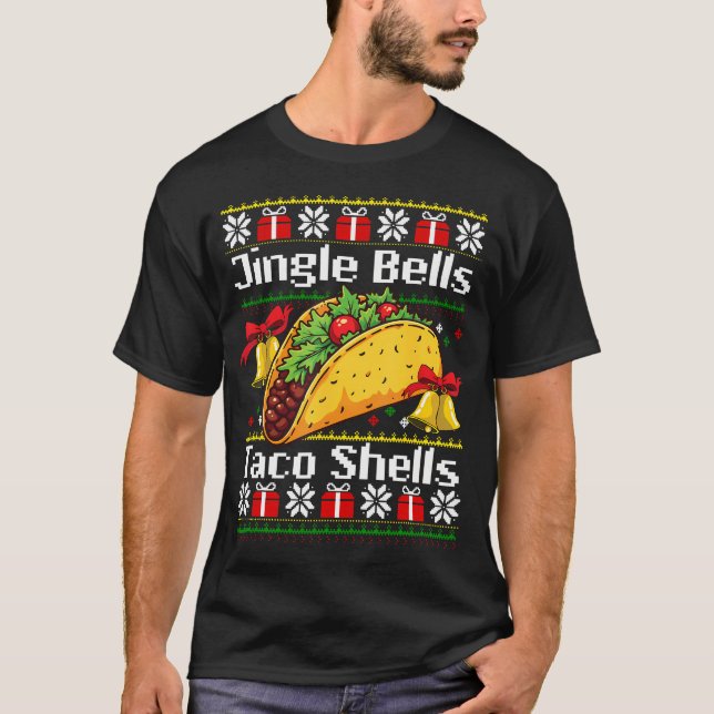 T-shirt Christmas Jingle Bells Taco Shells Funny Family Ug (Devant)