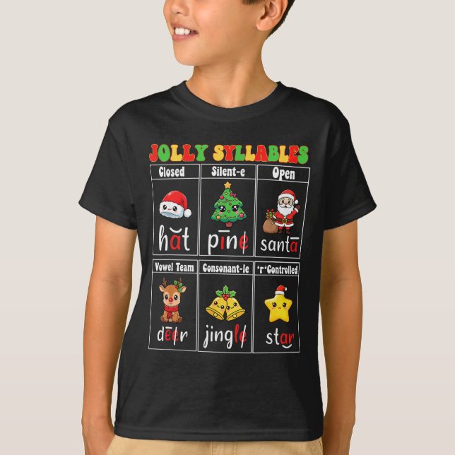 T-shirt Christmas Jolly Syllables Teacher Students Funny S (Devant)