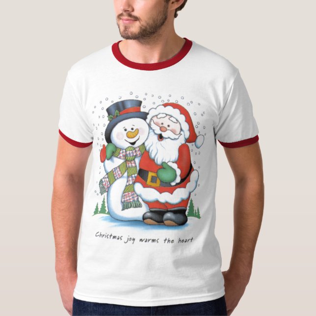 T-shirt christmas_joy_warms_the_heart_santa_claus_frosty_s (Devant)