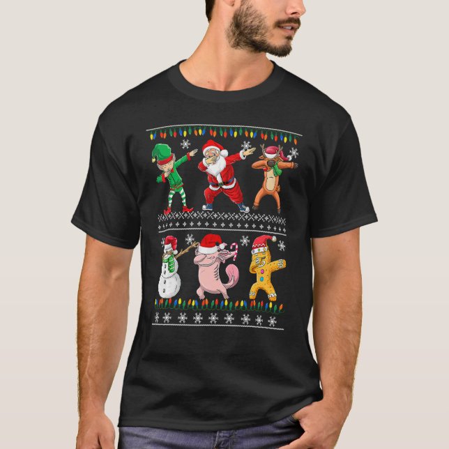 T-shirt Christmas Kids Boys Men Dabbing Santa Elf Deer Fri (Devant)