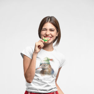 T-shirt Christmas Kiwi Bird, personnalisable