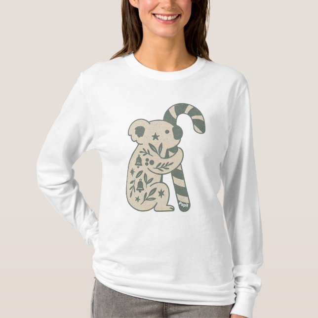 T-shirt Christmas Koala with Candy Cane (Devant)