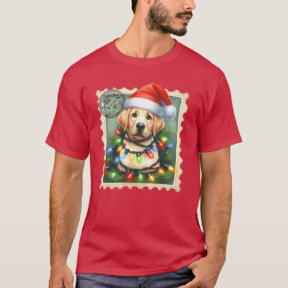T-shirt Christmas Labrador with hat and festive garlands g