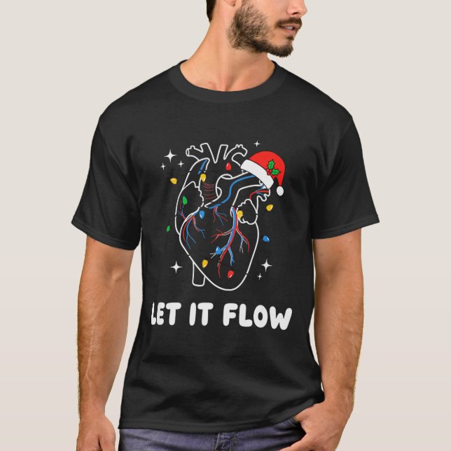 T-shirt Christmas Let It Flow Cardiac Heart Funny Nurse Ho (Devant)