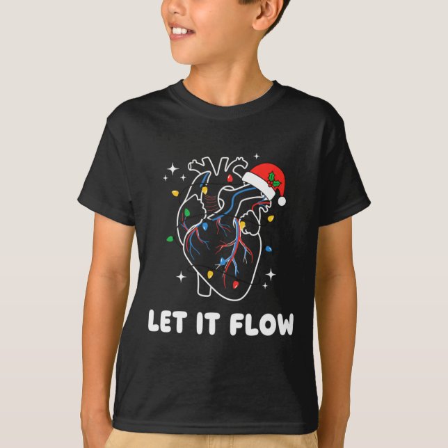 T-shirt Christmas Let It Flow Cardiac Heart Funny Nurse Ho (Devant)