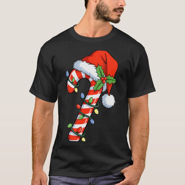 T-shirt Christmas Light Candy Cane Santa Xmas Kids Toddler (Devant)