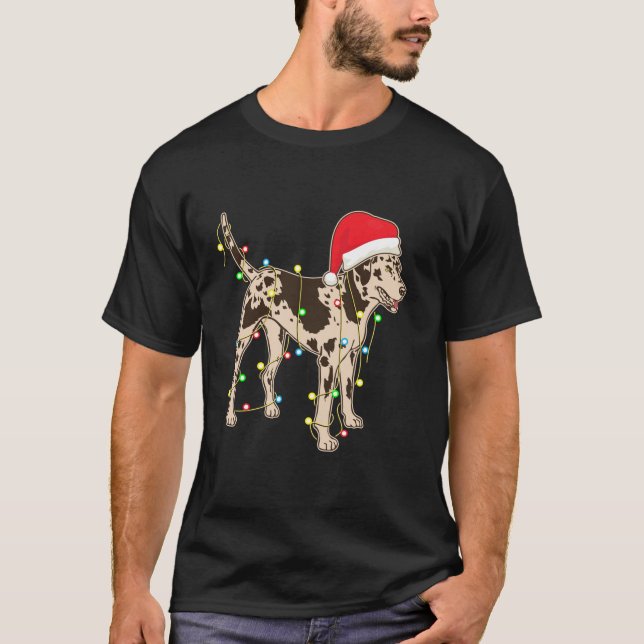 T-shirt Christmas Lights Catahoula Leopard Dog Lover Funny (Devant)