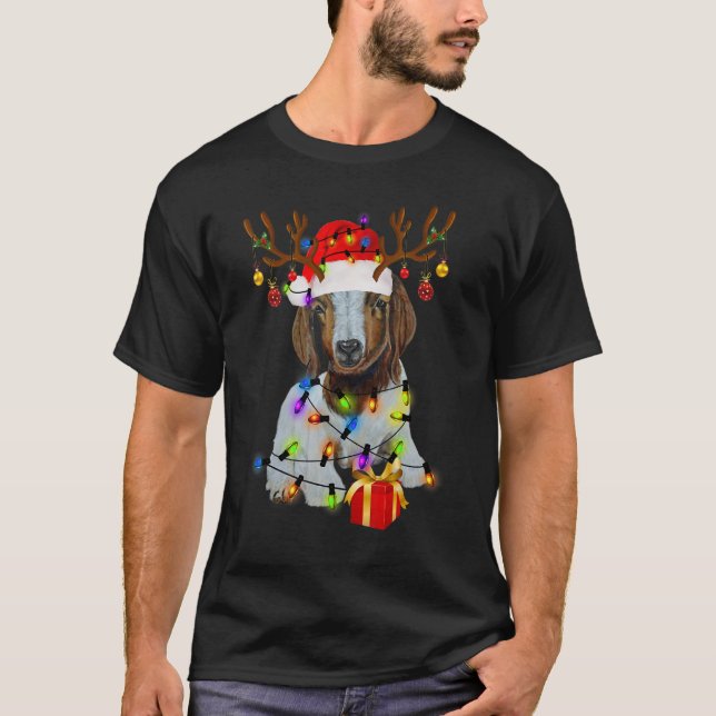 T-shirt Christmas Lights Goat Celebrates Xmas Party For Go (Devant)