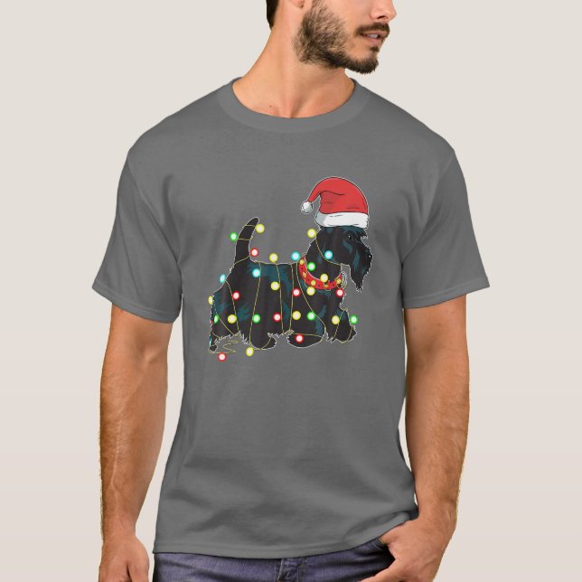 T-shirt Christmas Lights Scottie Amoureux des chiens Funny (Devant)