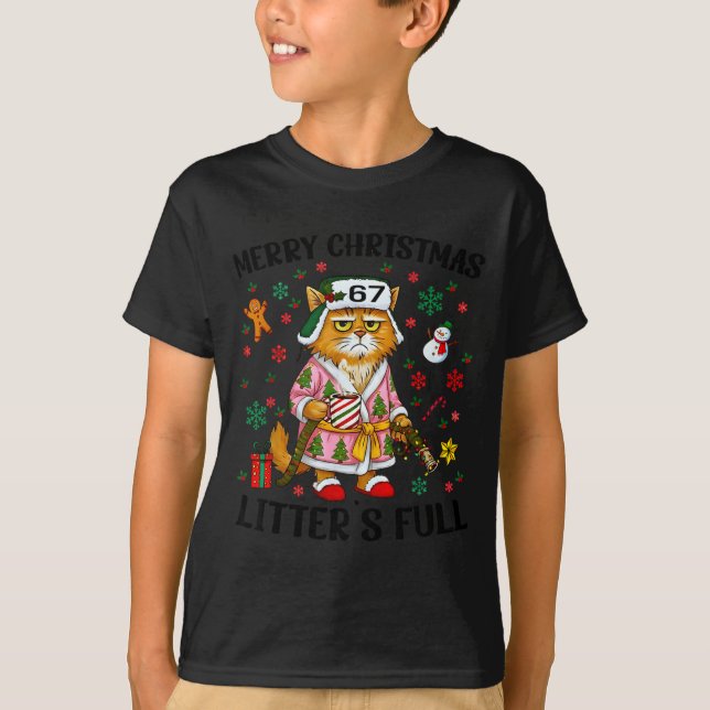 T-shirt Christmas Litter’s Full 67 Xmas Funny Kitty Gift C (Devant)