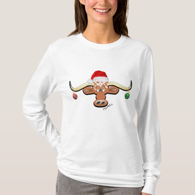 T-shirt Christmas Longhorn Steer (Devant)