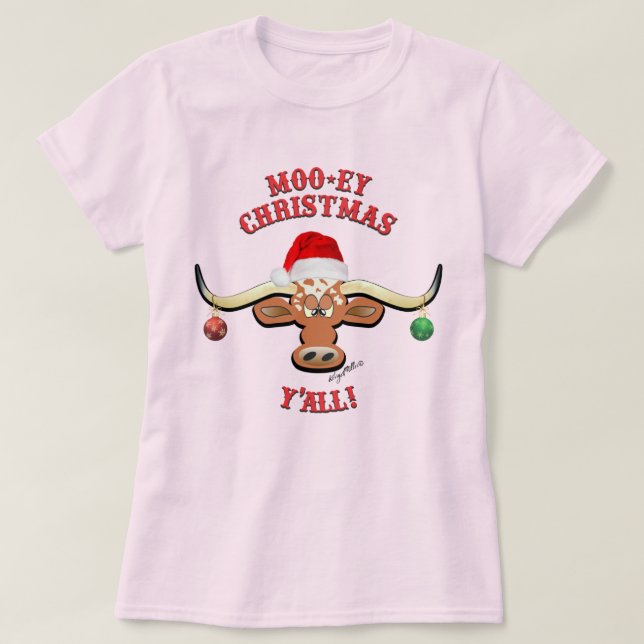 T-shirt Christmas Longhorn Steer (Design devant)