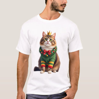 T-shirt Christmas Maine Coon American Longhair (1)