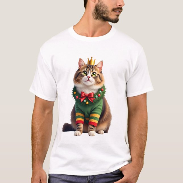 T-shirt Christmas Maine Coon American Longhair (1) (Devant)