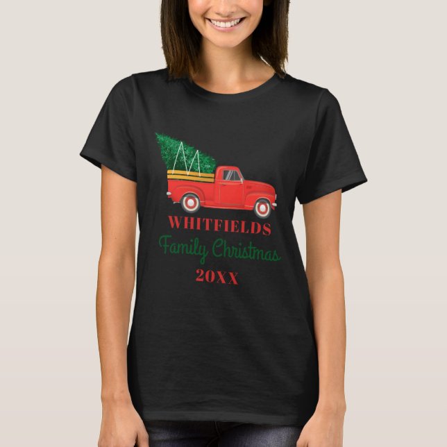 T-shirt Christmas Matching Family Reunion Red Truck  (Devant)