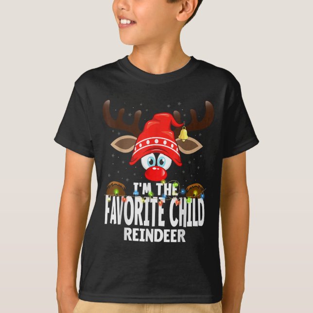 T-shirt Christmas Matching I'm The Favorite Child Reindeer (Devant)
